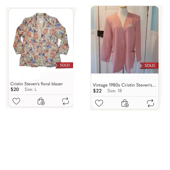 VTG Cristin Stevens Floral 80’s Blazer Green Cream Pockets Shoulder Pads MED EUC - Picture 12 of 12